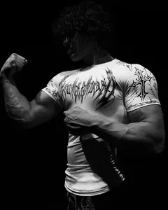 Men's Fitness Compression Tee Unique Design Quick Dry Slim Fit Athletic Training Top Shape Moisture Wicking T-Shirt Gym Performance Top Elastic Breathable Sportswear