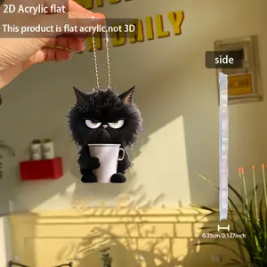 Coffee kitten pendant, multifunctional acrylic 2D pendant, bag and keychain accessories, home decoration, car pendant - the perfect gift