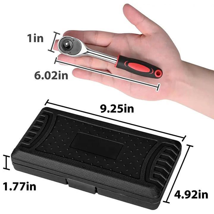 46/53 pcs Car Repair Tool Kit, Household Machinery Tools Set,Standard Socket Wrench, 1/2 * 1/4 "3/8" Drive Depth,Ratchet Screwdriver Compatible with Car Repair & Bicycle Repair, Hardware Toolbox,Auto Household, Christmas Gift for Dad,Black/Green