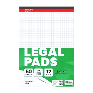 Legal Pad - 8.5 X 11 Inches, Graph-ruled, 50 White Micro-perforated Sheets