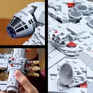 Spaceship Model DIY Building Set, Classic Sci-Fi Vehicle Collectible with Display Stand, Creative Construction Kit for Collection & Display