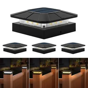 WELALO 4x4 Solar Post Cap Lights Outdoor [8 Pack Waterproof IP65], 3 Lighting Modes for Fence Deck Patio Garden Decor, Dusk-to-Dawn Solar Powered Post Lights Fit 4x4 Wood/Vinyl