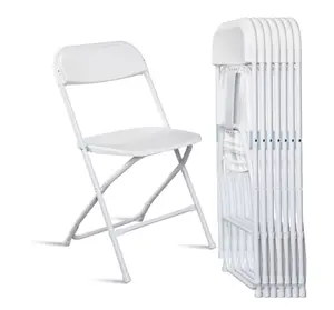 6 Pack Plastic Folding Chairs White Heavy Duty Indoor Outdoor Portable Stackable Chairs for Party Office Event