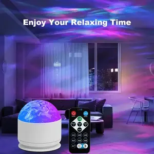 Colorful Star Projector Led Ball Light - 2 Scenes, Music Rhythm, 3D Ocean Wave Water Ripple Effects, Romantic Bedroom Party Decor, Ideal Kid Gift, 50m² Coverage Led Lantern Illumination Lamp, Led Ball Lights