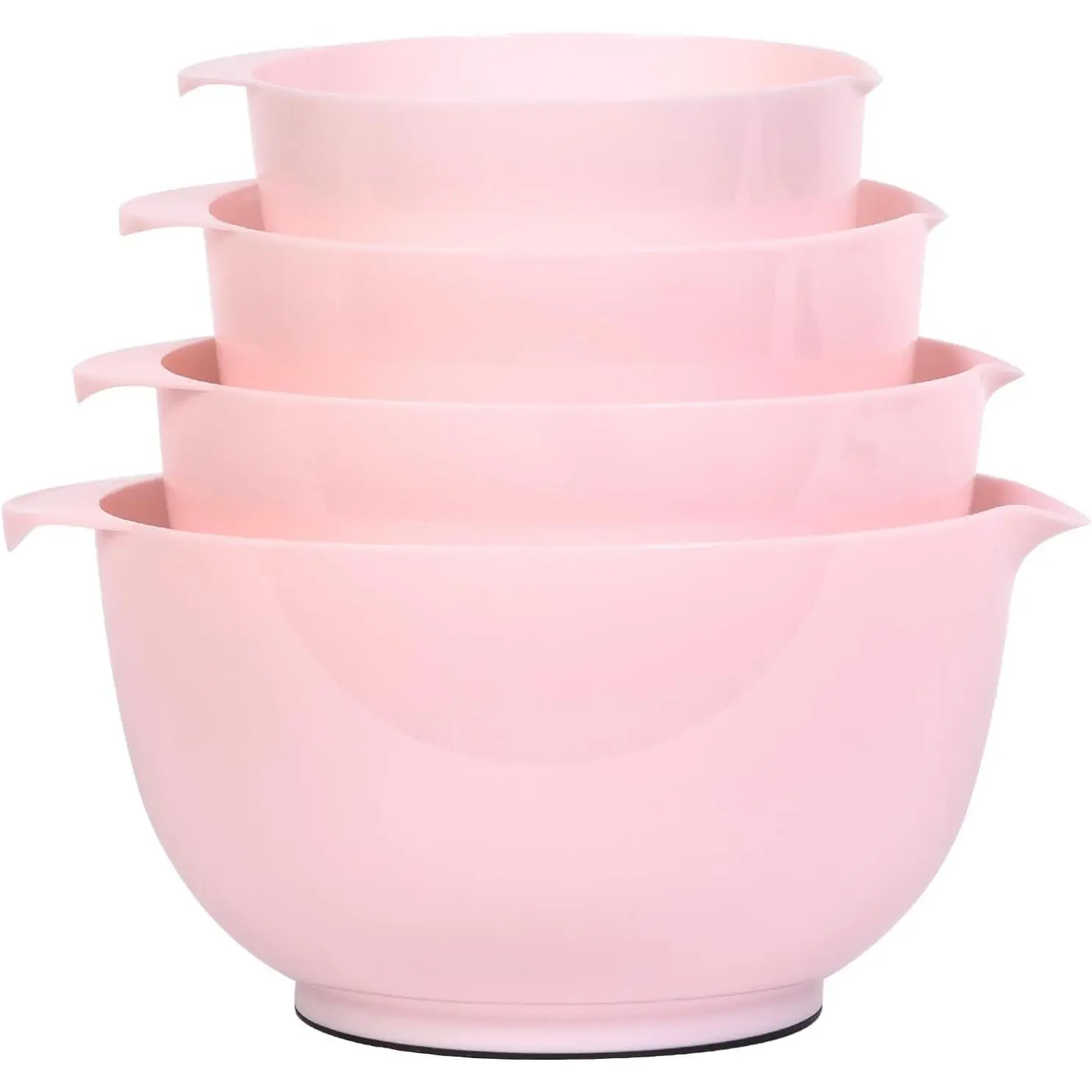 Nesting Plastic Mixing Bowl Set, 4 count Mixing Bowl Set with Pour Spouts, Size 1.7, 2.5, 3.5 and 4.5qt, for Prepping, Mixing, Baking, Cooking(2023  Version, Pink)