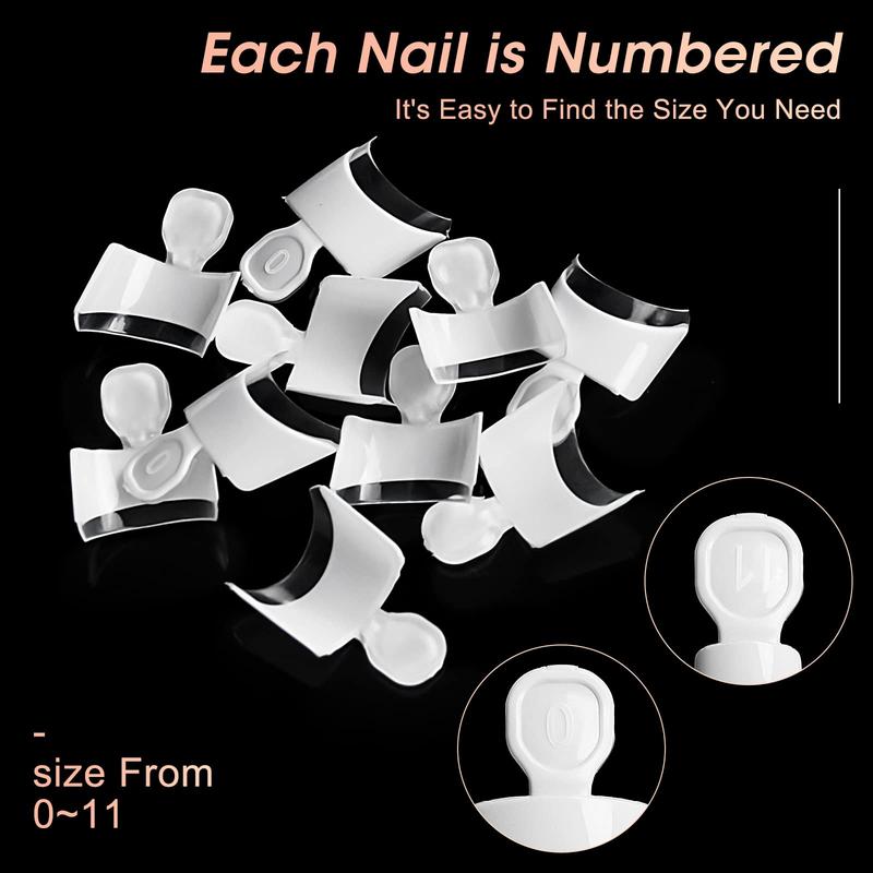 Short French Nail Tips – 120PCS White Acrylic Half Cover False Nails, 12 Sizes Square Nail Tips with Case for DIY Nail Extensions