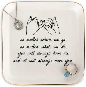 Best Friend Gifts for Women - Long Distance Friendship Ceramic Ring Dish, Going Away Moving Gift for Bestie Coworker Graduation Trinket Tray Holder