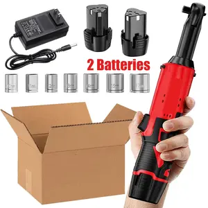 3/8" Cordless Ratchet Wrench - 12V Electric Right Angle Power Ratchet, 38Nm Torque Mechanic Tool Kit for Car Auto Repair