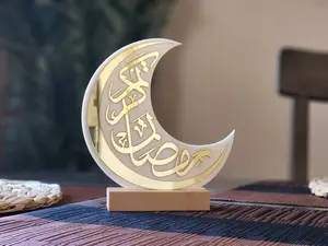 Beautiful Ramadan Mubarak Eid Calligraphy- Ramadan/Eid Decor- Moon Table Stand