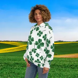 Clover All-Over Print Hoodie — Green Shamrock St. Patrick’s Day Sweatshirt