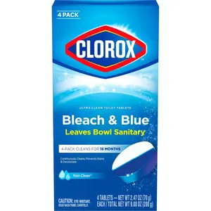 Ultra Clean Toilet Tablets Bleach & Blue, Rain Clean, 4 Ct (Package May Vary)
