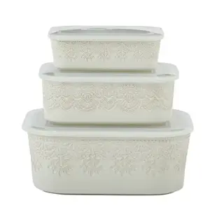 Vintage Lace 6 Piece Nesting Casserole Baking Dish Set with Lids, Linen