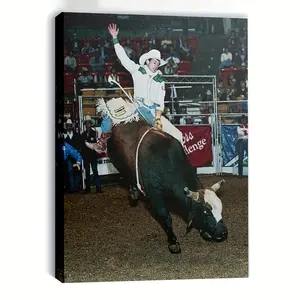 1pc (Framed Frameless Poster Optional) - Dynamic Bull Riding Scene with Spectators, Ideal for Living Room, Bedroom, Kitchen, and Dining Room Decor, Western Home Decor
