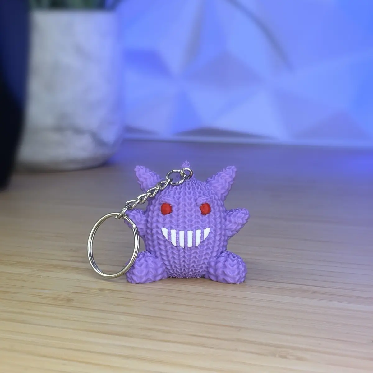 Crochet Gengar Amigurumi Keychain Figurine