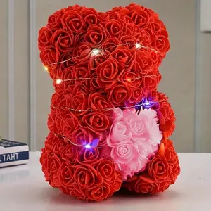 Mom Gifts, Mother's Day Birthday Gifts, Gifts for Women - Rose Teddy Bear - Rose Flowers Bear Gift Box Decor Decorative Ornaments