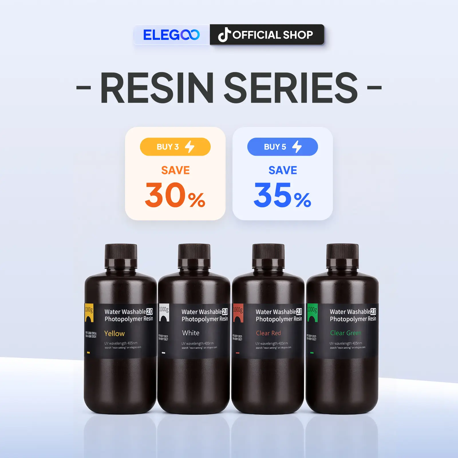 ELEGOO Photopolymer Resin LCD UV-Curing Resin 405nm 3D Printer Resin for Mars Saturn Jupiter MSLA DLP LCD 3D Printing tiktokshopbacktoschool
