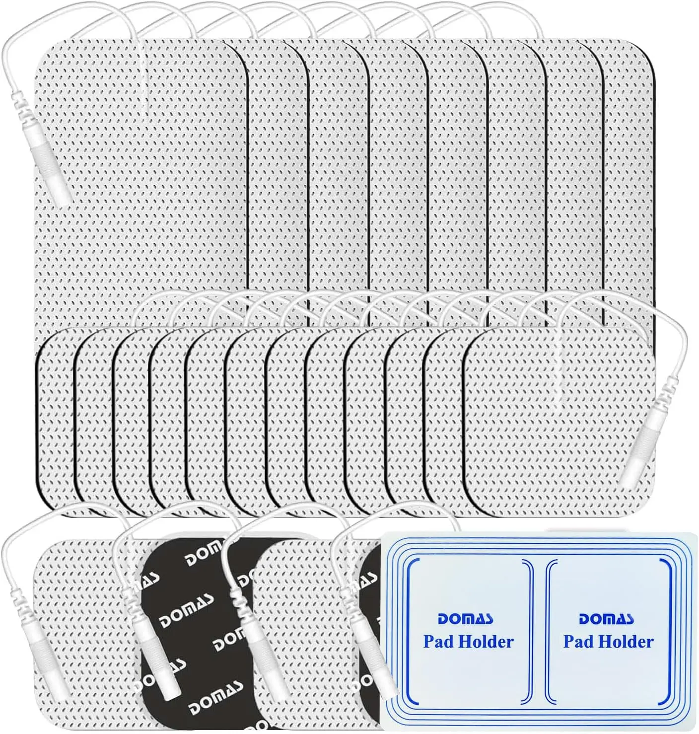 24 Pack 2x2&2x4 TENS Pads with Pad Holder, for TENS 7000, 30 Uses, Latex-Free, TENS Unit Electrode Replacement Pads Compatible with AUVON Etekcity & Other 2 mm Pin TENS Units