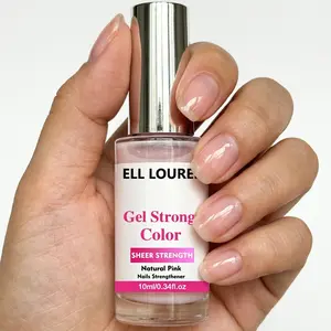 ELL LOUREL Gel Strong Color Sheer Strength Nail Strengthener, Natural Pink Nail Hardener, 2-in-1 Strengthening & Tinting Nail Care for Weak, Thin Nails, Gel-Like Shine, Perfect Holiday Gift for Nail Lovers, 10ml/0.34fl.oz