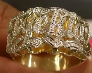 10k 14k Personalized Round Nameplate Ring