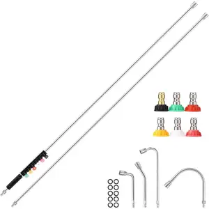 135 Inch(11.25ft) Pressure Washer Extension Wand for Gutter Roof, 6 Pcs Pressure Washer Gutter Cleaner with 6 Pcs Nozzle Tips, 1/4" Quick Connect Fitting(4000 PSI)