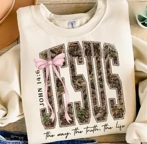 Camo Jesus Sweatshirt/Hoodie/T-shirt, Coquette Camo Woodlands Bible Verse Shirt, Jesus Faith Sweater, The Way The Truth The Life Tee, John 14:6 Religious Hoodie, Old School Camo Shirt, Hunting Shirt, Gift For Her For Him