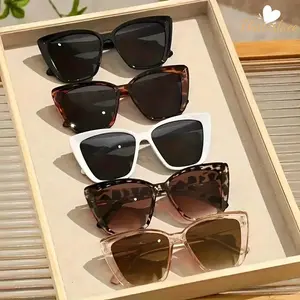5PCS Oversized Cat Eye Sunglasses Set, UV Protection Retro Sunglasses, Lightweight PC Frames, Polarized Sports Eyewear, Unisex Trendy Glasses for Summer Travel, Beach, Driving, Daily Wear, Festival Outfits