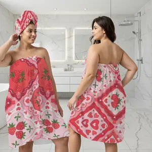 Women's Full Size Bathrobe & Hair Towel Set, Adjustable Fit, Super Absorbent Quick Dry, Soft, Ideal for Sauna Travel, Bathroom Essentials