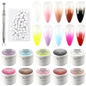 TADOPRO Ombre Gel Nail Polish Kit- 10 Colors Patting Gel Polish & 100 Mini Nail Sponges for Ombre & Grabbing Pen, Gradient Gel Nail Blush Blooming Aura French Nail Art Manicure Kit for DIY Home Salon