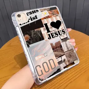 Patchwork Letter Heart Pattern Ultra-Slim TPU iPad Case, Anti-Scratch Cover with Built-in Pencil Holder, Lightweight Protective Shell Compatible with iPad 11" 2025, Pro 11/10 Gen, 10.9" (2020-2022), Air 3-7, 10.2", 9.7" (2017-2018), Pro 11"/13" 2024series