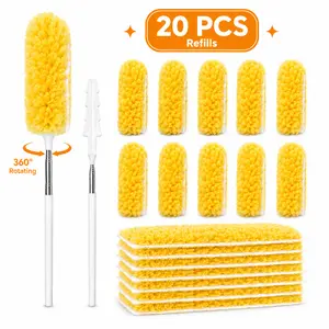 20 PCS Disposable Electrostatic Duster Set with Adjustable Extendable Handle - Multicolor Non-Woven Dust-Locking Heads, CleanTok High-Reach Home Cleaning Tool for Ceiling Fans, Blinds, Renter-Friendly Essential