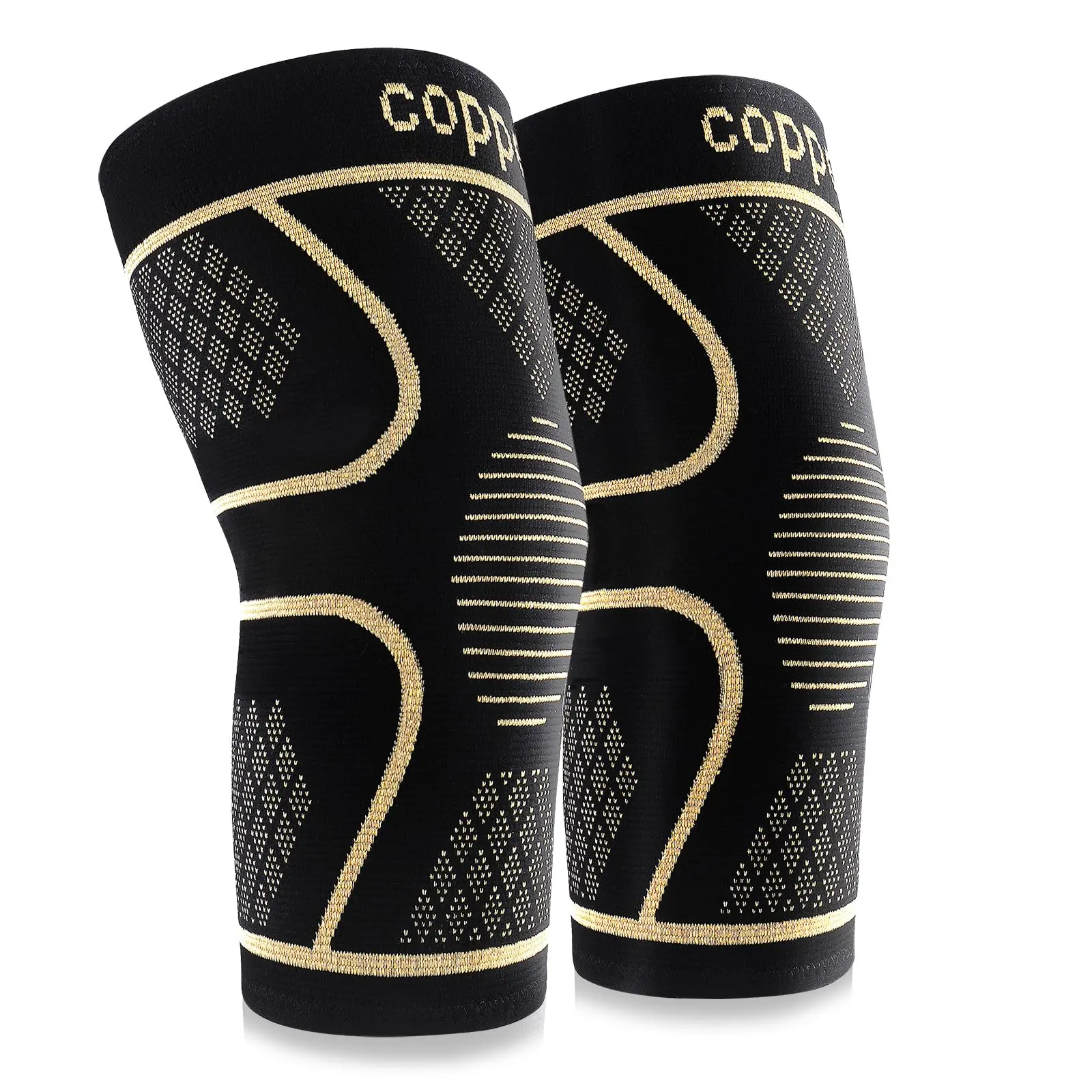 Copper Knee Braces for Women and Men 2 Pack, Knee Compression Sleeve for Knee Pain, Arthritis,ACL, Meniscus Tear, Joint Pain Relief, Knee Support for Running, Working Out, Fitness, Weightlifting
