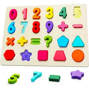 Wooden Puzzles for Toddlers, Number Shape Toddler Puzzles, Number Blocks Toys for Kids, Preschool Learning Educational, Toddler Learning Toys for Gift Set