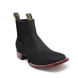 Los Altos Men's Square Toe Ankle Boots - Nubuck Black