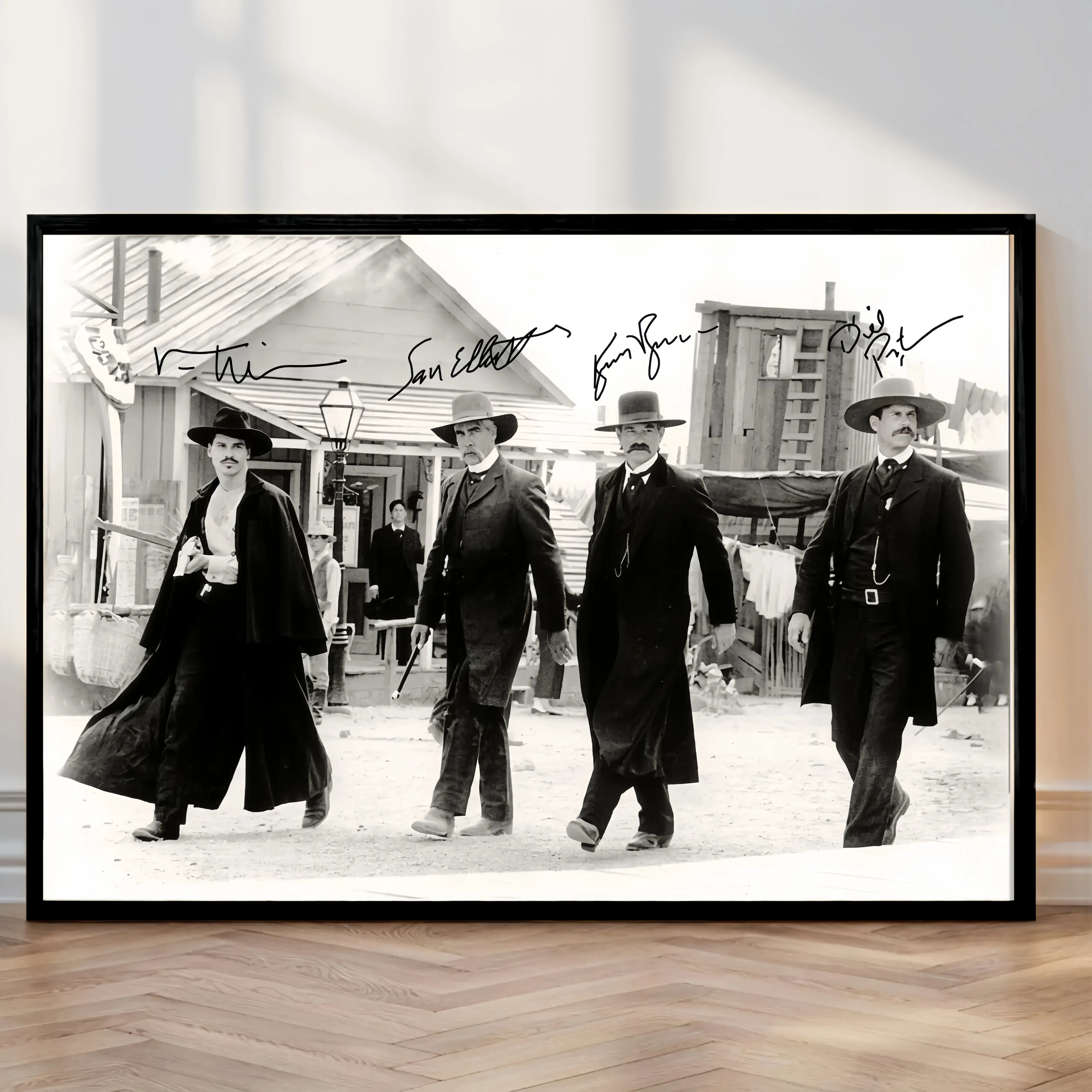 Retro Western Film Tombstone Wall Poster Print - Wyatt Earp-Doc Holliday-Earp Brothers Walking Scene, Artistic Man Cave Decor, Fade-Resistant Home Decoration Gift for Living Room, Vivid Colors