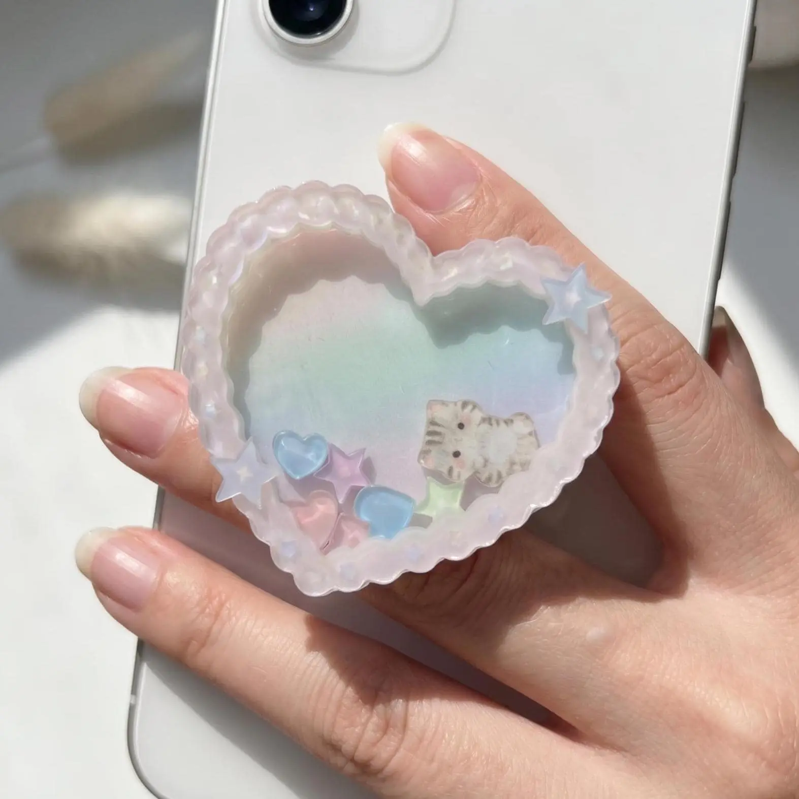 Cat Shaker Phone Grip Acrylic Phone Holder Stand Cute Cat Lover Gift Accessory