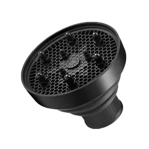 Travel Collapsible Portable Hair Diffuser Attachment for Hair Dryer, Fits 1.65-1.9In Nozzle, for Curly Hair, Salon and Home Use (Black)