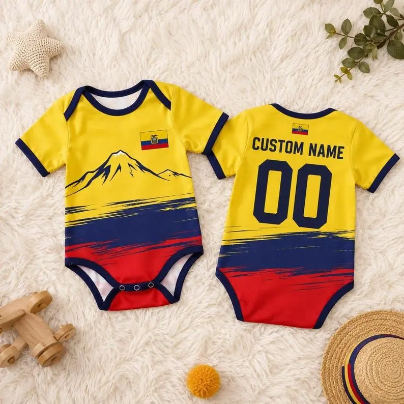 Personalized Ecuador Baby Bodysuit, Custom Name Ecuadorian Soccer Onesie, Infant Football Outfit, Newborn Mountain Clothes, Sports Gift, World Soccer Baby Suit, Football Gift – FASTSHIPPING