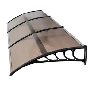120"x40" Window Awning Canopy, Polycarbonate Front Door Patio Cover for UV, Rain, Snow & Sunlight Protection, Stylish Brown Panel with Black Bracket