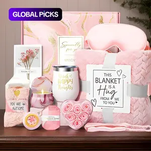 Self-Care Spa Basket for Women, Luxury Relaxation Set with Flannel Blanket, Perfect Mother's Day Gift for Mom, Friends, Sisters #GLOBAL PICKS