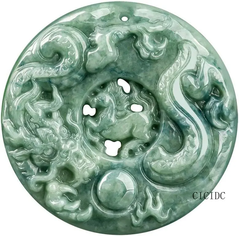 Natural Jade Dragon Horse Spirit Pendant Zodiac Hollow Carving Pendant Handmade Sculpture Ornament Gift