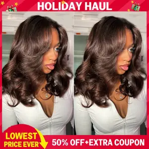 200% Density  Glueless Wigs Chocolate Brown Bob Wig Human Hair Wigs Pre Plucked Pre Cut Body Wave 5x5 HD Transparent Closure  100% Brazilian Virgin Hair Brown Wig for Black Women High-Density Wig 12 inch