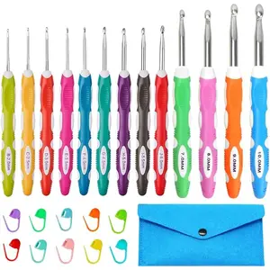 Ergonomic Crochet Hooks Set with Case, 13 Size Crochet Hooks for Arthritic Hands 2.0mm -10.0mm (B-N)
