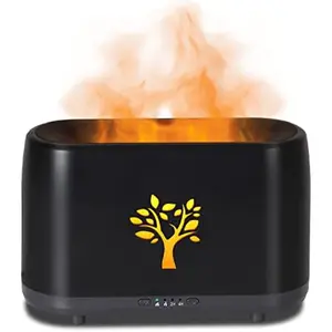 Essential Oil Diffuser, Noiseless Flame Diffusers for Essential Oils Large Room, Waterless Auto Shut-Off, Time Setting, 240ml (Black)