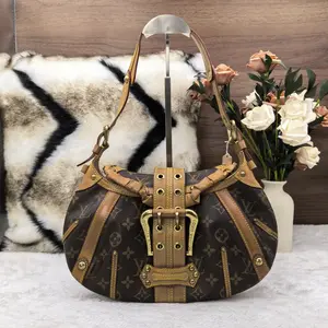 Pre-owned Louis Vuitton LV Leonor Limited Edition Ruffled & Studded Crescent Shoulder Bag (Dumpling Style) 866