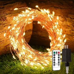 100FT Plug-In Firecracker Fairy String Lights, 1000 LEDs Warm White Copper Wire Lights with Remote & Timer for Bedroom, Living Room, Patio, Garden, Backyard & Christmas Tree Decor