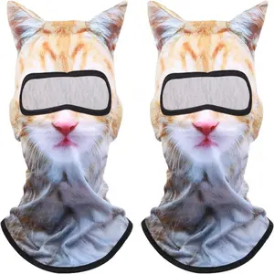 Winter Balaclava Cat Ski Mask Windproof with Ears Cute Full Face Shiesty Mask Animal Ski Face Mask for Outdoor Hiking Riding(2pcs-Type-A)