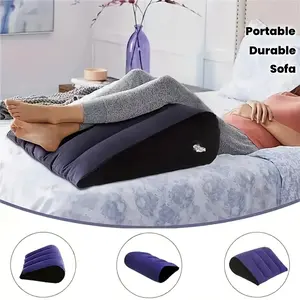 Plush Leg Pillow with Inflatable PVC Triangle Pad, Home & Outdoor Sofa Foot Rest, Portable and Durable, Easy to Clean