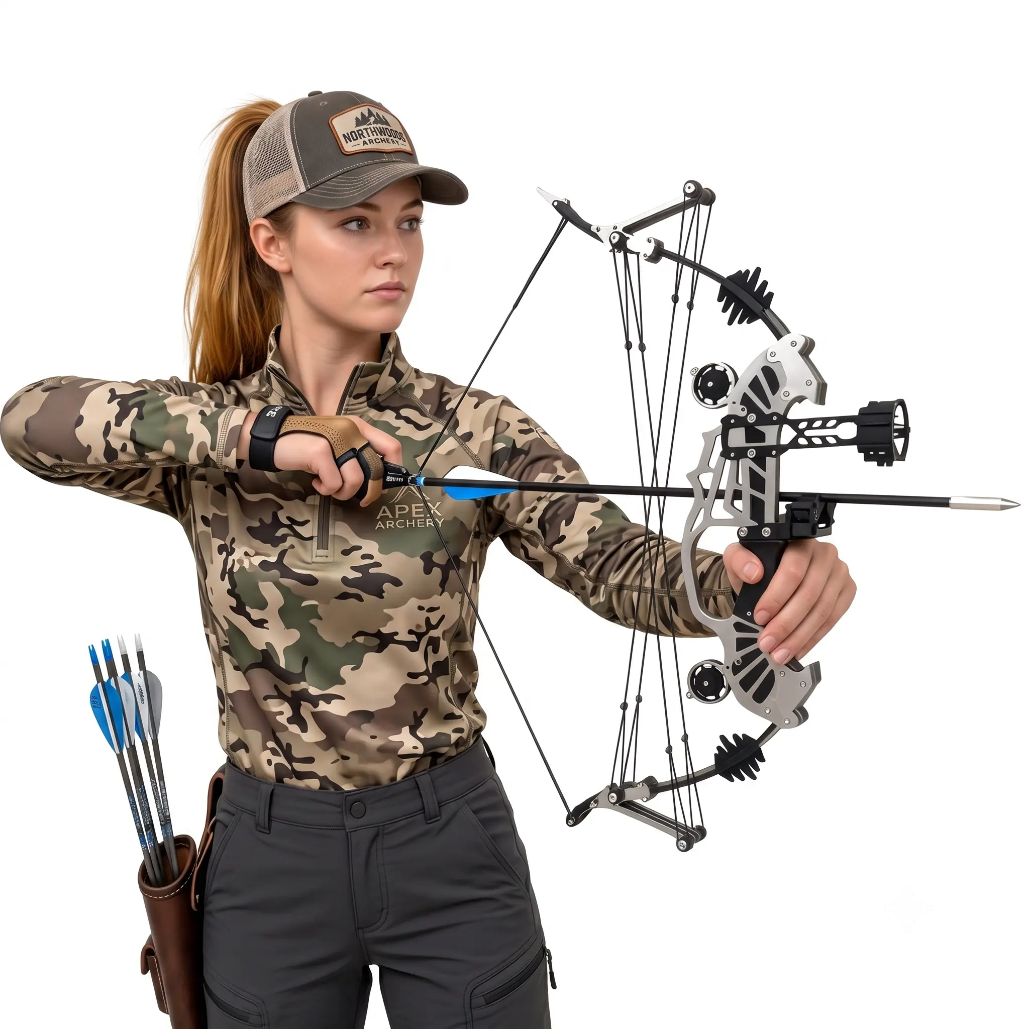 22inch Ambidextrous Compound Bow and Arrow Set with Bow Release Aid and 8 Feathered Arrows - Perfect for Beginner Target Practice & Best Holiday Gift， Adaptable Archery Hunting Release