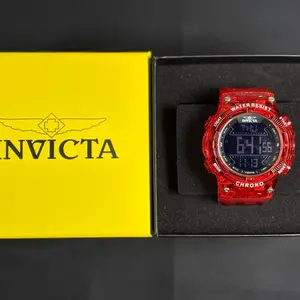 Invicta Racing Burnout Digital Men's Watch 52mm Transparent Red Case with Easy-to-Read Display and Multiple Functions