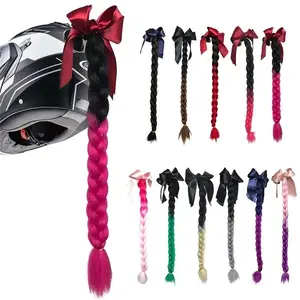 22Inch Motorcycle Helmet Braids Woman Braids Wig For Motorbike Helmets 11 Colors Twist Dual Pigtail Ponytail With Sucker Bow